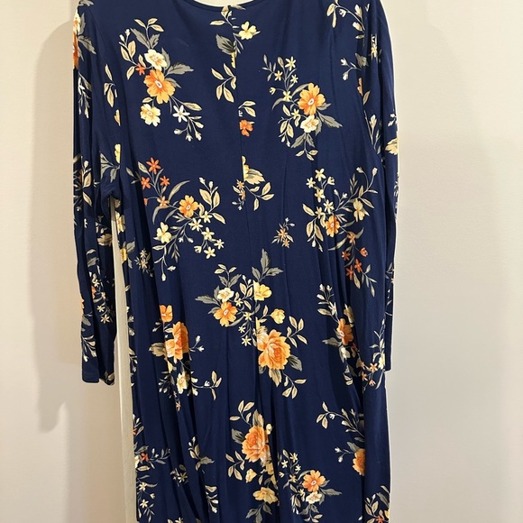 Old Navy Navy Dress with Orange and Yellow Floral Design - Picture 3 of 3